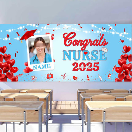 UUBAO Custom Nurse/Medical Students Graduation Garage Door Banner Cover Personalized Class of 2025 Congrats Grad Party Backdrop