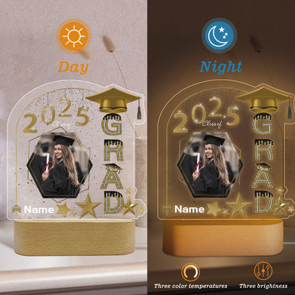 UUBAO Graduation Gifts Personalized Night Light Class of 2025 Custom Photo Name Gifts for Him Her Gifts for College, High School (Champagne)