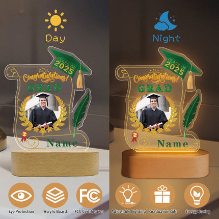 UUBAO Personalized Night Light Class of 2025 Graduation Gift for Junior High School College Teachers and Classmates(Dark Green)