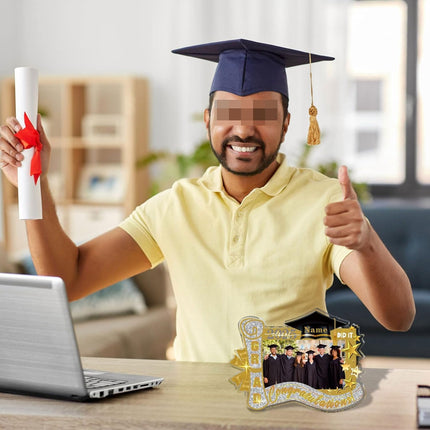 UUBAO Customized Graduation Plaque with Photo Crystal Desktop Keepsake Gift (Champagne)