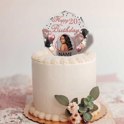 UUBAO Custom Happy Birthday Acrylic Plaque Desktop with Photo Personalized  Birthday Gift Ideas Keepsake Paperweight Sign(Pink)