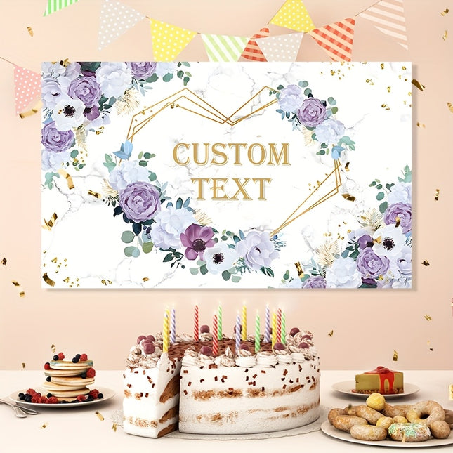 UUBAO Custom Floral Banner for Bridal Shower with Text Personalized Photography Background Couple Wedding Party Decorations
