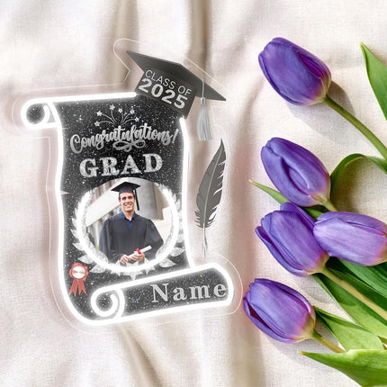 UUBAO Custom Graduation Gift LED Neon Signs Class of 2025 Personalized Photo Congrats Grad USB Powered (Black and Silver)
