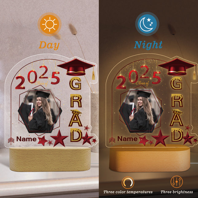 UUBAO Graduation Gifts Personalized Night Light Class of 2025 Custom Photo Name Gifts for Him Her Gifts for College, High School (Maroon)
