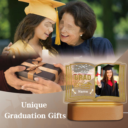 UUBAO Custom Night Light with Photo Name 2025 Personalized Graduation Led Lamp for Women Man Gifts for College High School (Champagne)