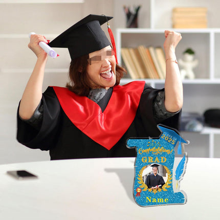 UUBAO Personalized Graduation Gift Class of 2025 Desk Paperweight Farewell Memorial Decorative Signs Plaques with Photo (Sky Blue)