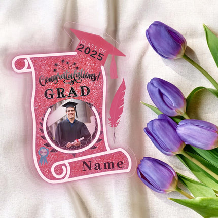 UUBAO Custom Graduation Gift LED Neon Signs Class of 2025 Personalized Photo Congrats Grad USB Powered (Pink)