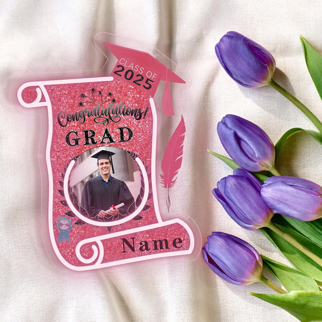 UUBAO Custom Graduation Gift LED Neon Signs Class of 2025 Personalized Photo Congrats Grad USB Powered (Pink)
