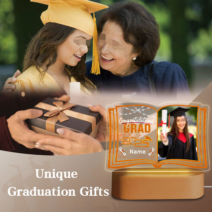 UUBAO Custom Night Light with Photo Name 2025 Personalized Graduation Led Lamp for Women Man Gifts for College High School (Orange)