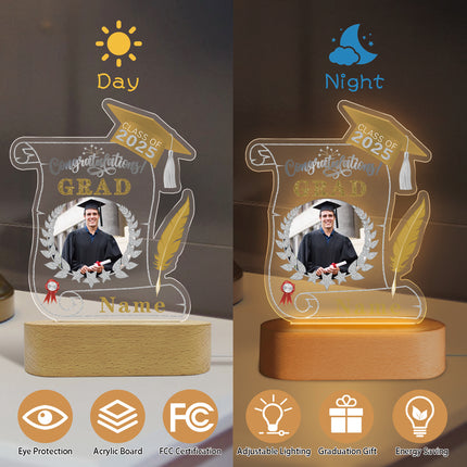 UUBAO Personalized Night Light Class of 2025 Graduation Gift for Junior High School College Teachers and Classmates(Champagne)