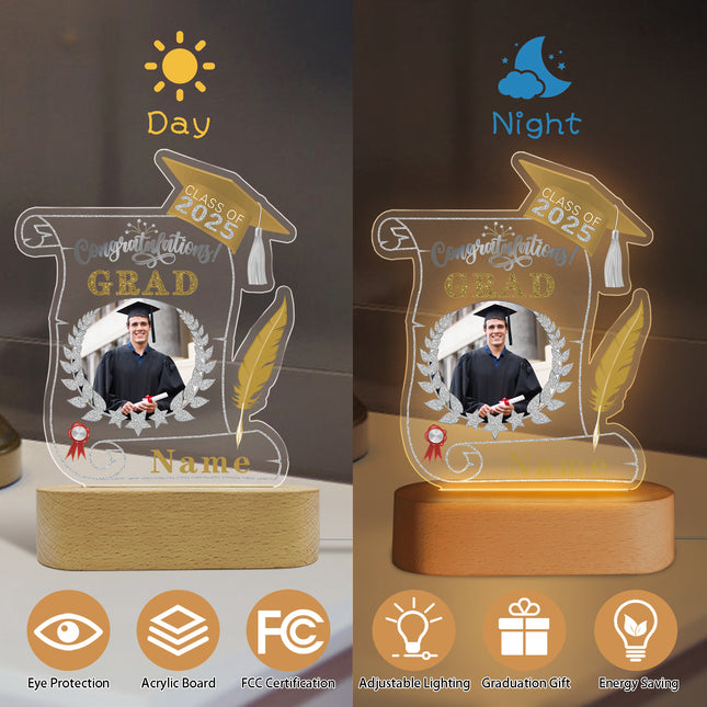 UUBAO Personalized Night Light Class of 2025 Graduation Gift for Junior High School College Teachers and Classmates(Champagne)