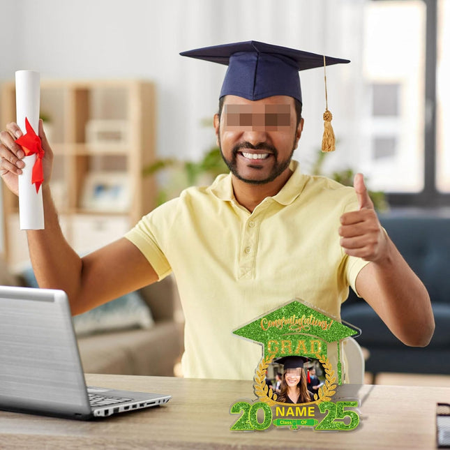 UUBAO Customized Graduation Plaque with Photo Crystal Desktop Keepsake Gift (Light Green)