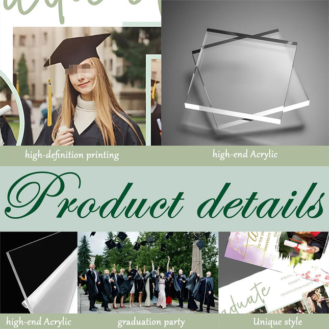 UUBAO Customized Welcome Sign for Graduation Party Personalized Acrylic Sign with Photo Name Class of 2025 Graduation Decor(Green Leaves)