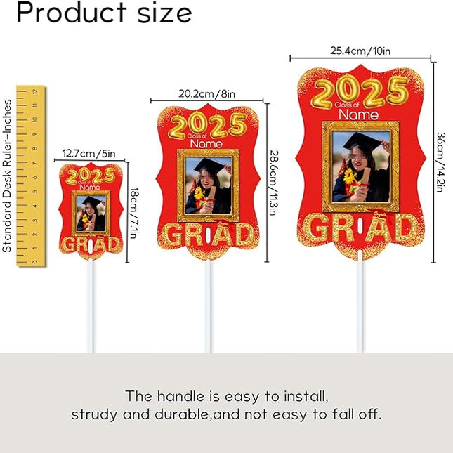 UUBAO Personalized Graduation Double Sided Face Fan Class of 2025 Customized Graduation Head Face Cutout with Handle Fun Photo Prop Supplies(Red)