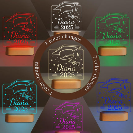 UUBAO Personalized Graduation Lamp Gifts for Her or Him Class of 2025 Custom Name College & Year Congrats Grad 3D Illusion Night Light Decoration for High School Graduation or University (Scroll)