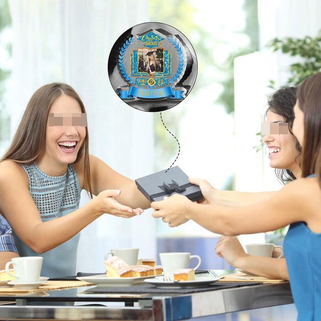 UUBAO Customized Graduation Plaque with Single Picture Custom Picture 2025 Congrats Grad Crystal Desktop Farewell Keepsake Gift (Sky Blue)