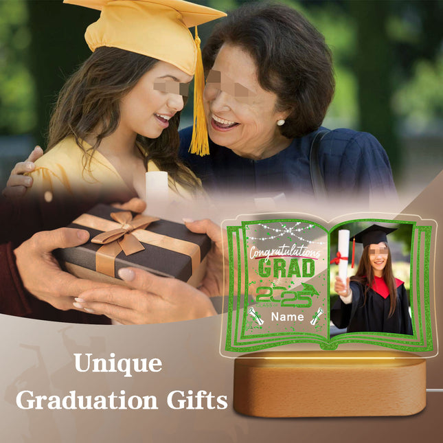 UUBAO Custom Night Light with Photo Name 2025 Personalized Graduation Led Lamp for Women Man Gifts for College High School (Light Green)