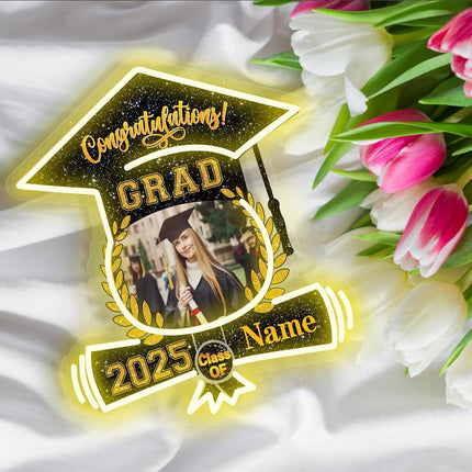 UUBAO Custom Graduation Gift LED Neon Signs Class of 2025 Personalized Photo Congrats Grad USB Powered (Black and Gold)