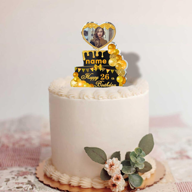 UUBAO Custom Happy Birthday Acrylic Plaque Desktop with Photo Personalized  Birthday Gift Ideas Keepsake Paperweight Sign(Yellow)