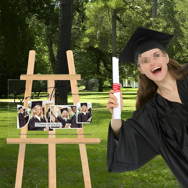 UUBAO Customized Welcome Sign for Graduation Party Personalized Acrylic Sign with Photo Name Class of 2025 Graduation Decor(Multiple Photos)