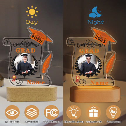 UUBAO Personalized Night Light Class of 2025 Graduation Gift for Junior High School College Teachers and Classmates(Orange)