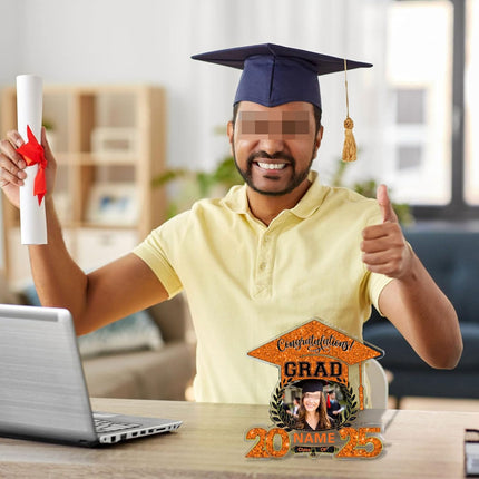 UUBAO Customized Graduation Plaque with Photo Crystal Desktop Keepsake Gift (Orange)