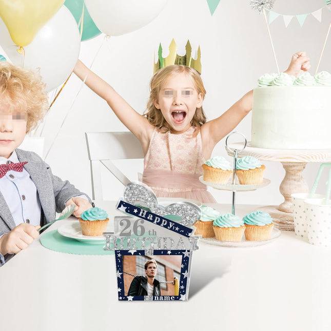 UUBAO Customized Birthday Gift Acrylic Plaque Custom Picture Crystal Desktop Keepsake Gift Birthday Decorations(Blue)