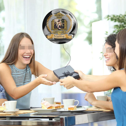 UUBAO Customized Graduation Plaque with Single Picture Custom Picture 2025 Congrats Grad Crystal Desktop Farewell Keepsake Gift (Champagne)