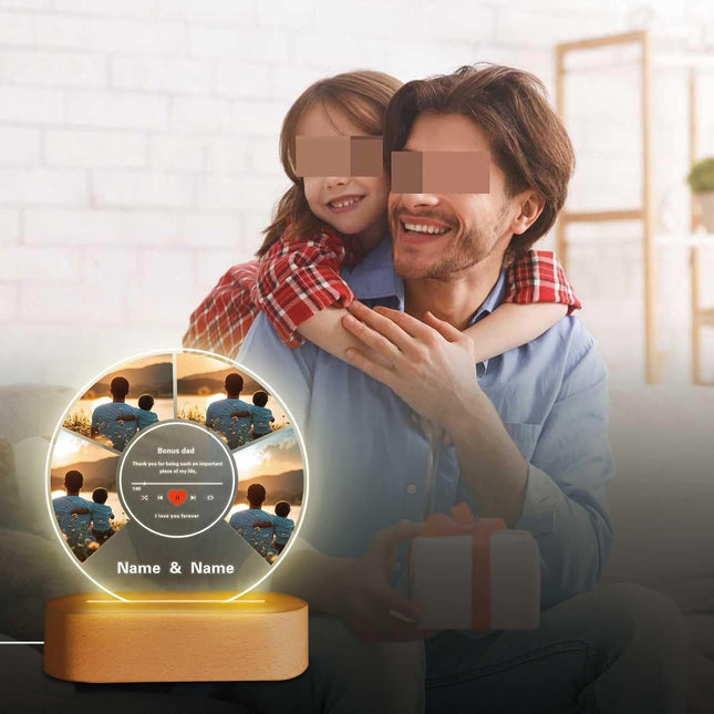 UUBAO Customized Acrylic Night Light Gift Personalized Father's Day Gift Custom Photo Name For Bonus Dad