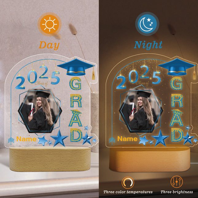 UUBAO Graduation Gifts Personalized Night Light Class of 2025 Custom Photo Name Gifts for Him Her Gifts for College, High School (Sky Blue)