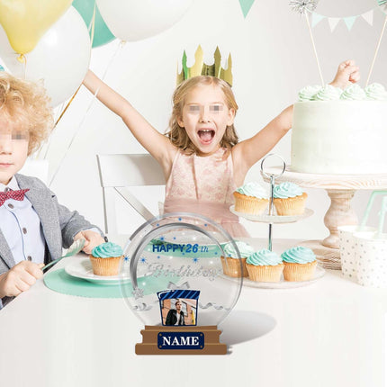 UUBAO Customized Birthday Gift Acrylic Plaque Custom Picture Crystal Desktop Keepsake Gift Birthday Decorations(Blue)