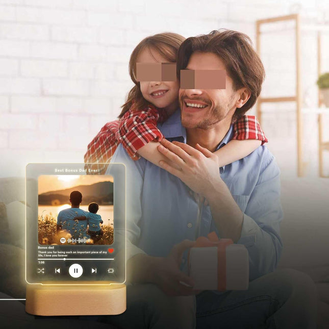 UUBAO Customized Acrylic LED Night Light Lamp Personalized Father's Day Gifts Custom Photo for Bonus Dad