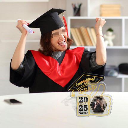 UUBAO Personalized Graduation Decorative Signs Plaques Class of 2024 Desk Paperweight Farewell Memorial Gift with Photo(Yellow)