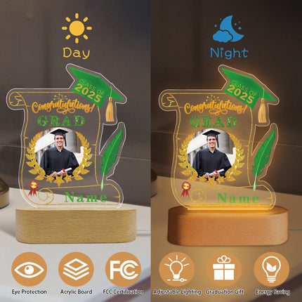 UUBAO Personalized Night Light Class of 2025 Graduation Gift for Junior High School College Teachers and Classmates(Light Green)
