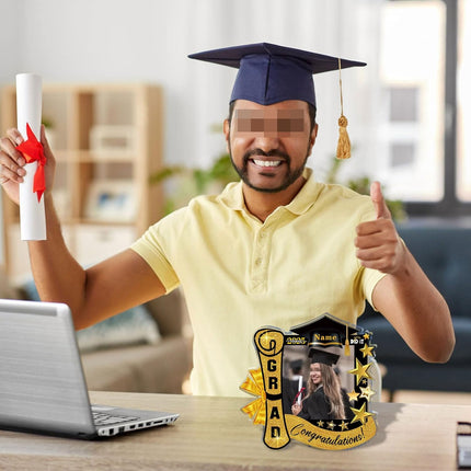 UUBAO Customized Graduation Plaque with Single Picture Custom Picture 2025 Congrats Grad Crystal Desktop Farewell Keepsake Gift (Yellow)