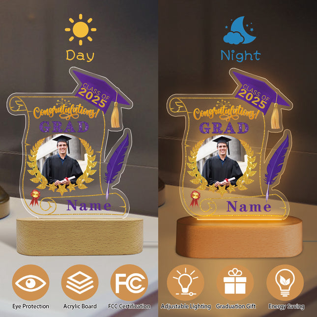 UUBAO Personalized Night Light Class of 2025 Graduation Gift for Junior High School College Teachers and Classmates(Purple)