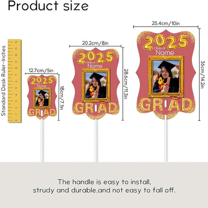 UUBAO Personalized Graduation Double Sided Face Fan Class of 2025 Customized Graduation Head Face Cutout with Handle Fun Photo Prop Supplies(Pink)