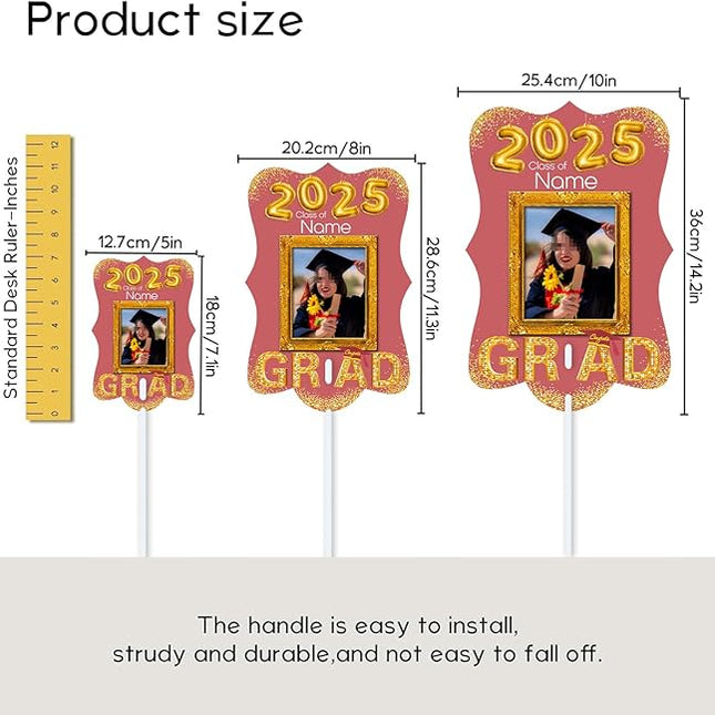 UUBAO Personalized Graduation Double Sided Face Fan Class of 2025 Customized Graduation Head Face Cutout with Handle Fun Photo Prop Supplies(Pink)