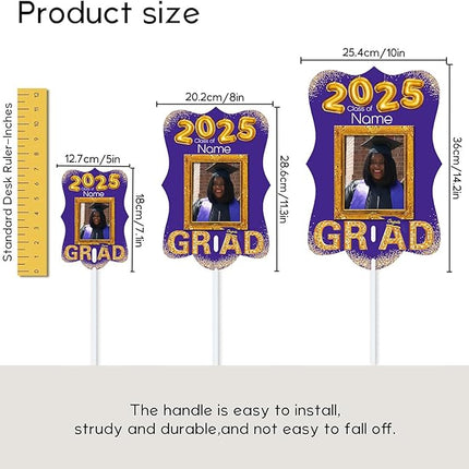 UUBAO Personalized Graduation Double Sided Face Fan Class of 2025 Customized Graduation Head Face Cutout with Handle Fun Photo Prop Supplies(Purple)