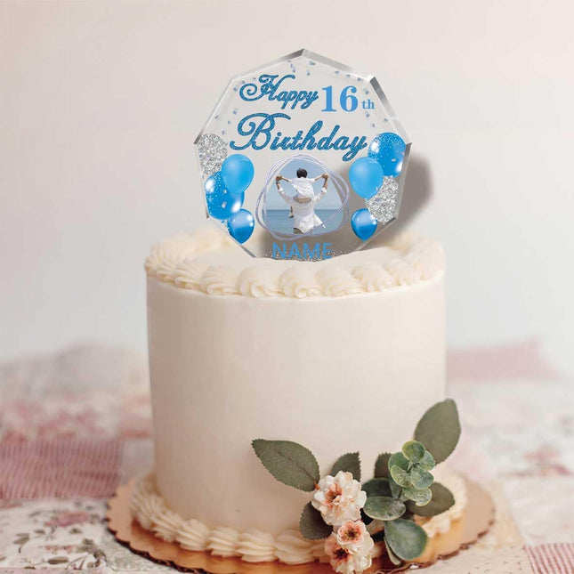 UUBAO Custom Happy Birthday Acrylic Plaque Desktop with Photo Personalized  Birthday Gift Ideas Keepsake Paperweight Sign(Blue)