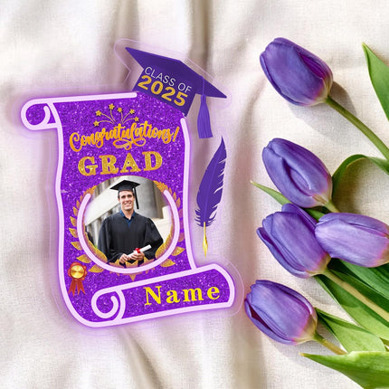 UUBAO Custom Graduation Gift LED Neon Signs Class of 2025 Personalized Photo Congrats Grad USB Powered (Purple)