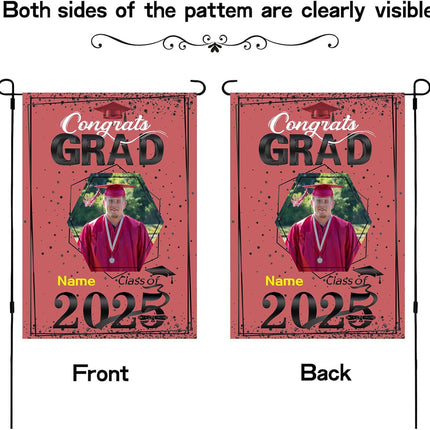 UUBAO Custom Graduation Garden Flag with Photo Class of 2025 Congrats Grad Double Sided Yard Flag Decorative Gifts (Pink)