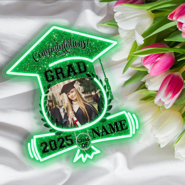 UUBAO Custom Graduation Gift LED Neon Signs Class of 2025 Personalized Photo Congrats Grad USB Powered (Dark Green)