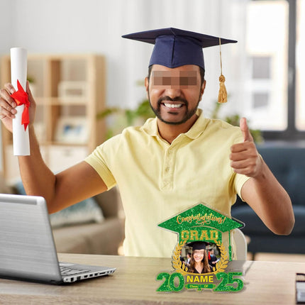 UUBAO Customized Graduation Plaque with Photo Crystal Desktop Keepsake Gift (Dark Green)