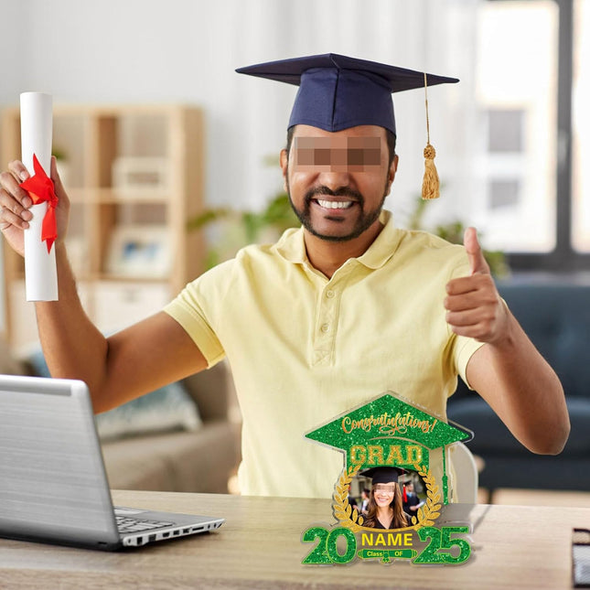 UUBAO Customized Graduation Plaque with Photo Crystal Desktop Keepsake Gift (Dark Green)