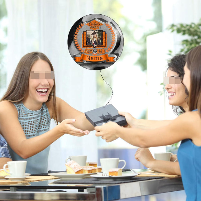 UUBAO Customized Graduation Plaque with Single Picture Custom Picture 2025 Congrats Grad Crystal Desktop Farewell Keepsake Gift (Orange)