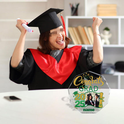 UUBAO Personalized Graduation Gift Class of 2025 Desk Paperweight Farewell Memorial Decorative Signs Plaques with Photo (Dark Green)