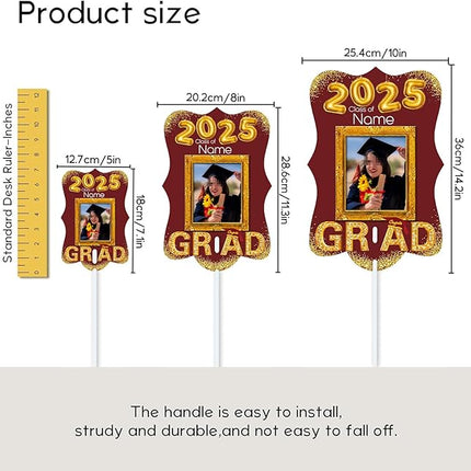 UUBAO Personalized Graduation Double Sided Face Fan Class of 2025 Customized Graduation Head Face Cutout with Handle Fun Photo Prop Supplies(Maroon)