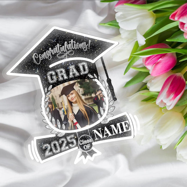 UUBAO Custom Graduation Gift LED Neon Signs Class of 2025 Personalized Photo Congrats Grad USB Powered (Black and Silver)