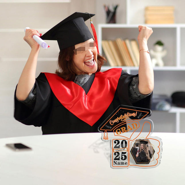 UUBAO Personalized Graduation Decorative Signs Plaques Class of 2024 Desk Paperweight Farewell Memorial Gift with Photo(Orange)